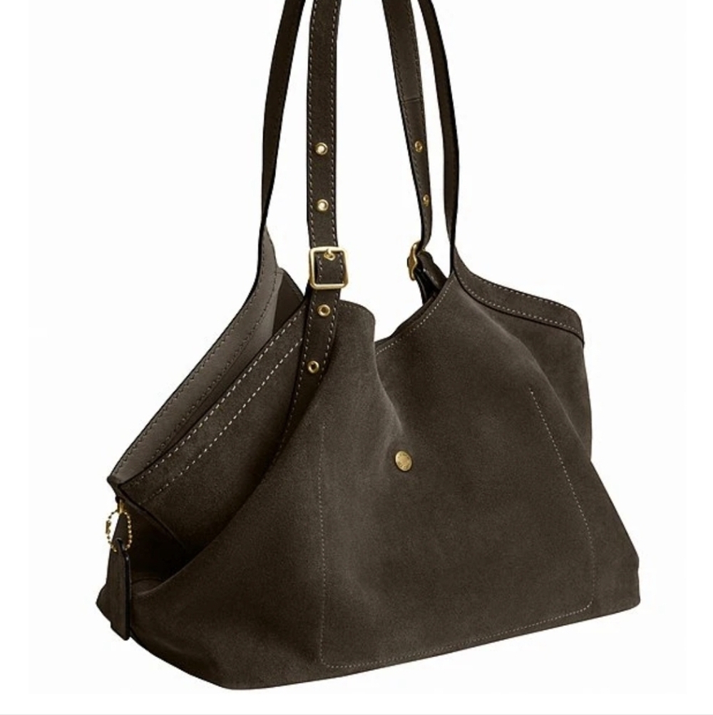 Coach Suede Gramercy Buckle Detail Oversized Slouchy Tote Bag - Picture 3 of 14